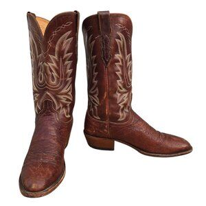Lucchese 2000 Cowboy Boots Brown Leather Mens 9.5 D Western Wear Rodeo Country